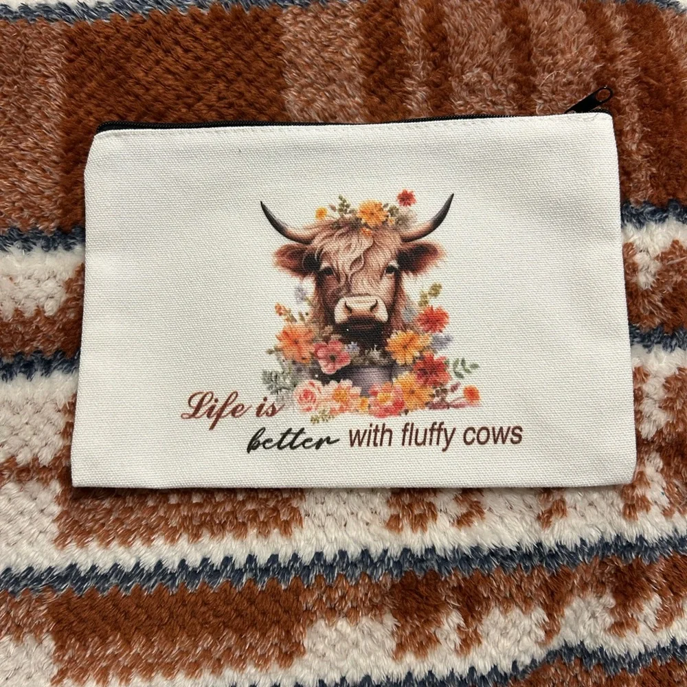 **2/$10** Floral Cow Print Pouch